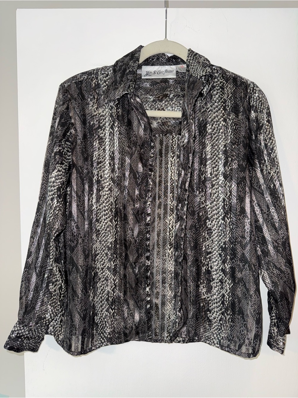 Vintage Yves St Clair petites sheer snakeskin shirt